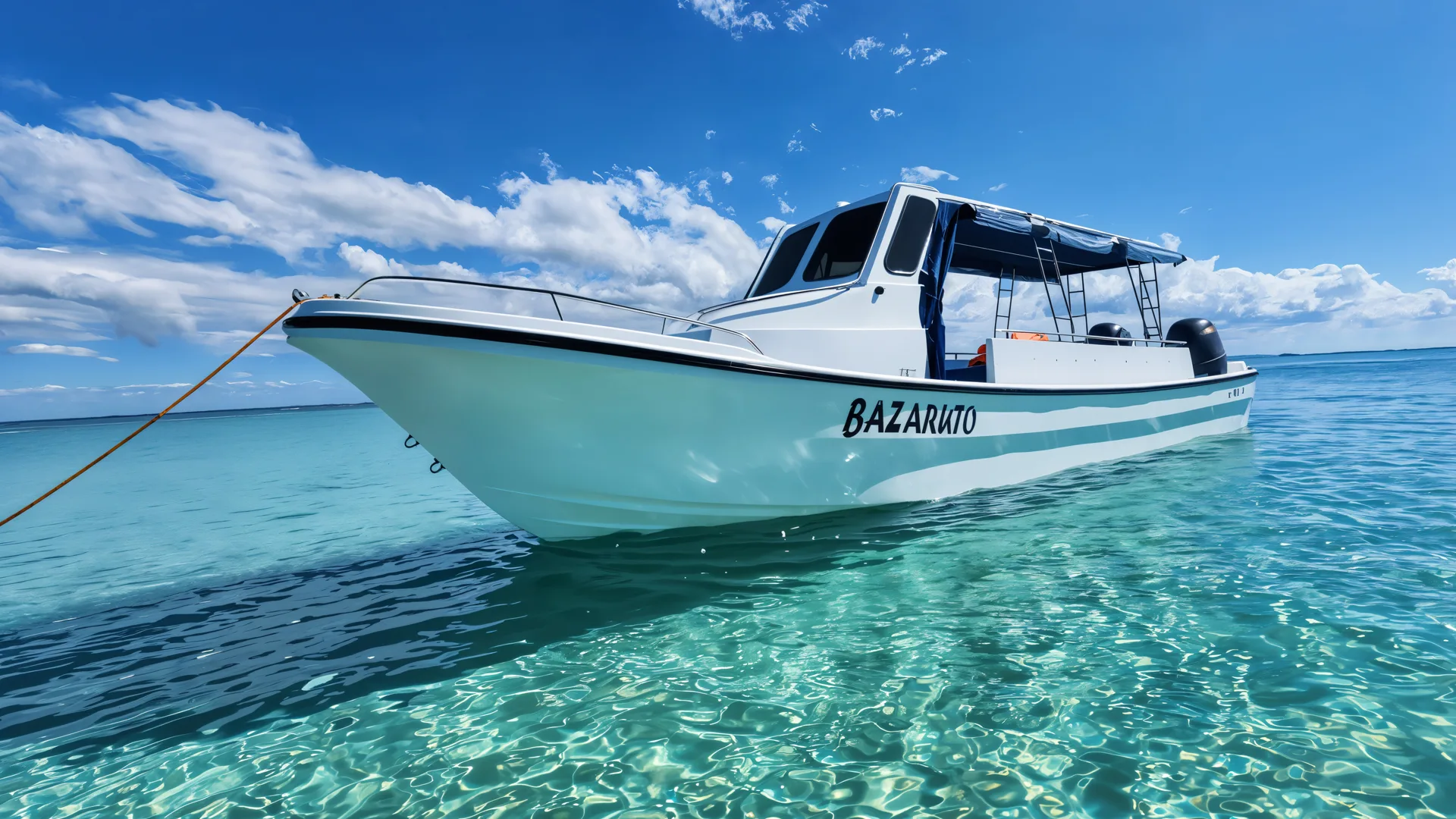 O barco Bazaruto em águas cristalinas