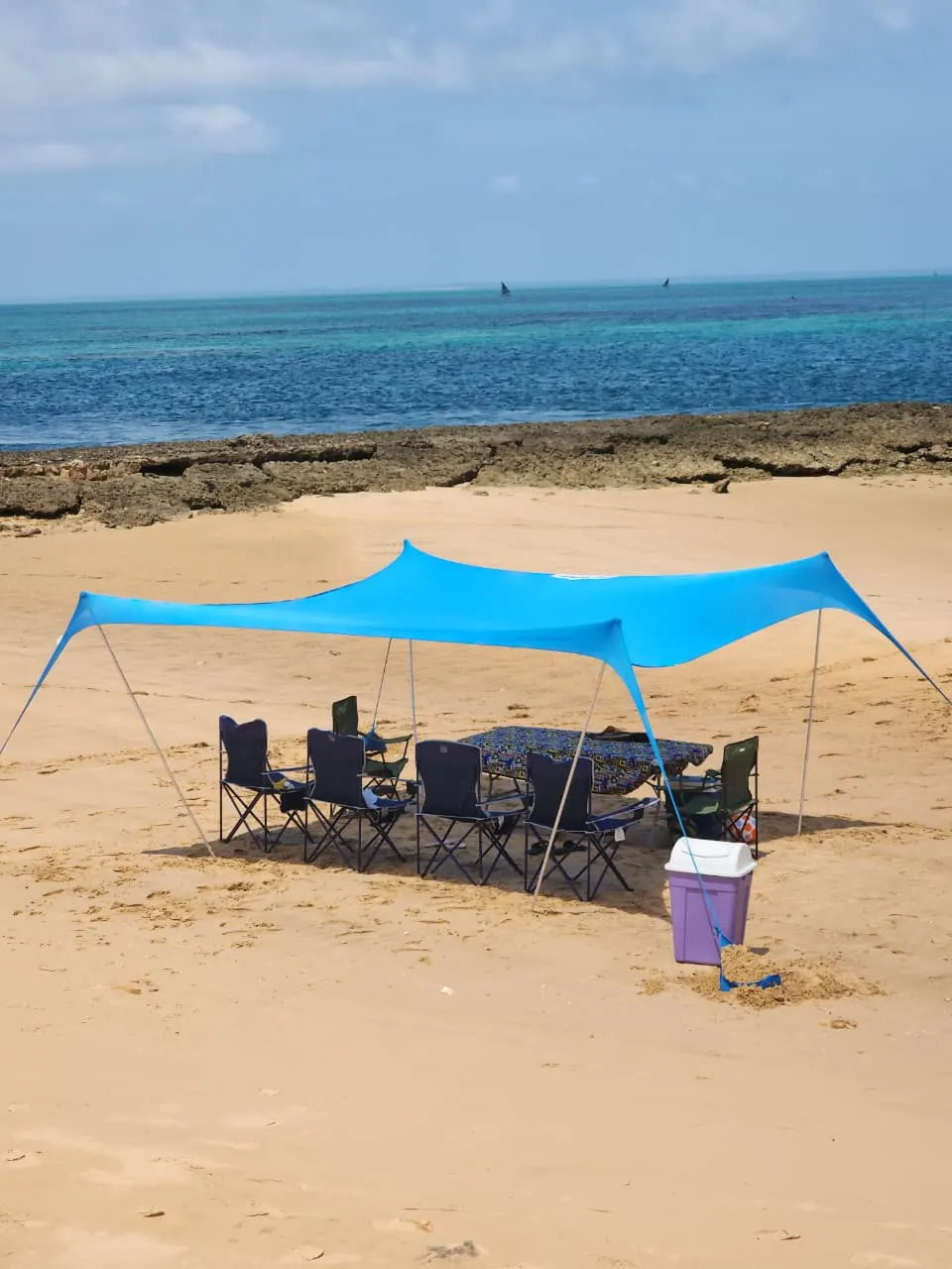 Bazaruto Island — A shade tent pitched on the beach