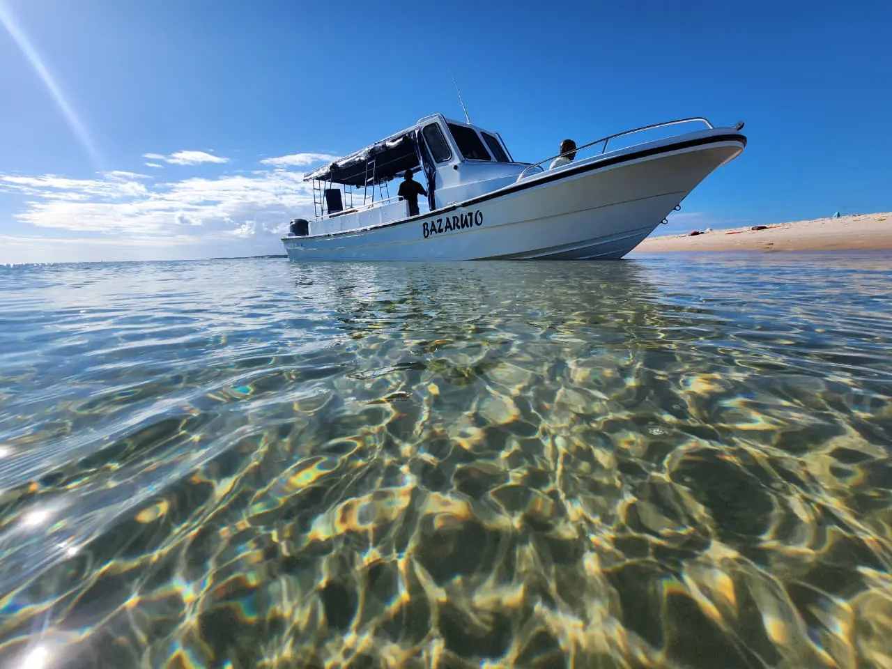 Benguerra Island — The Bazaruto boat in clear water
